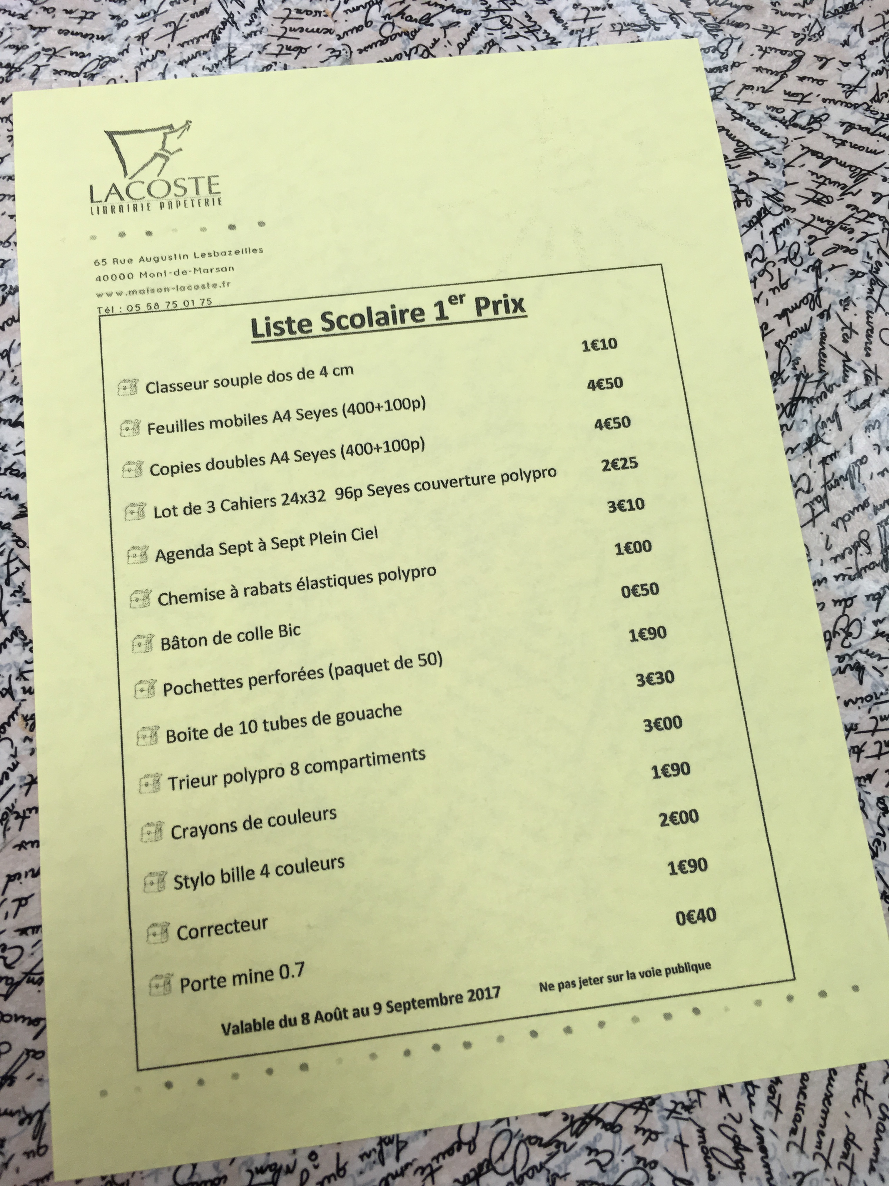 You are currently viewing Liste scolaire 1er prix c’est parti …